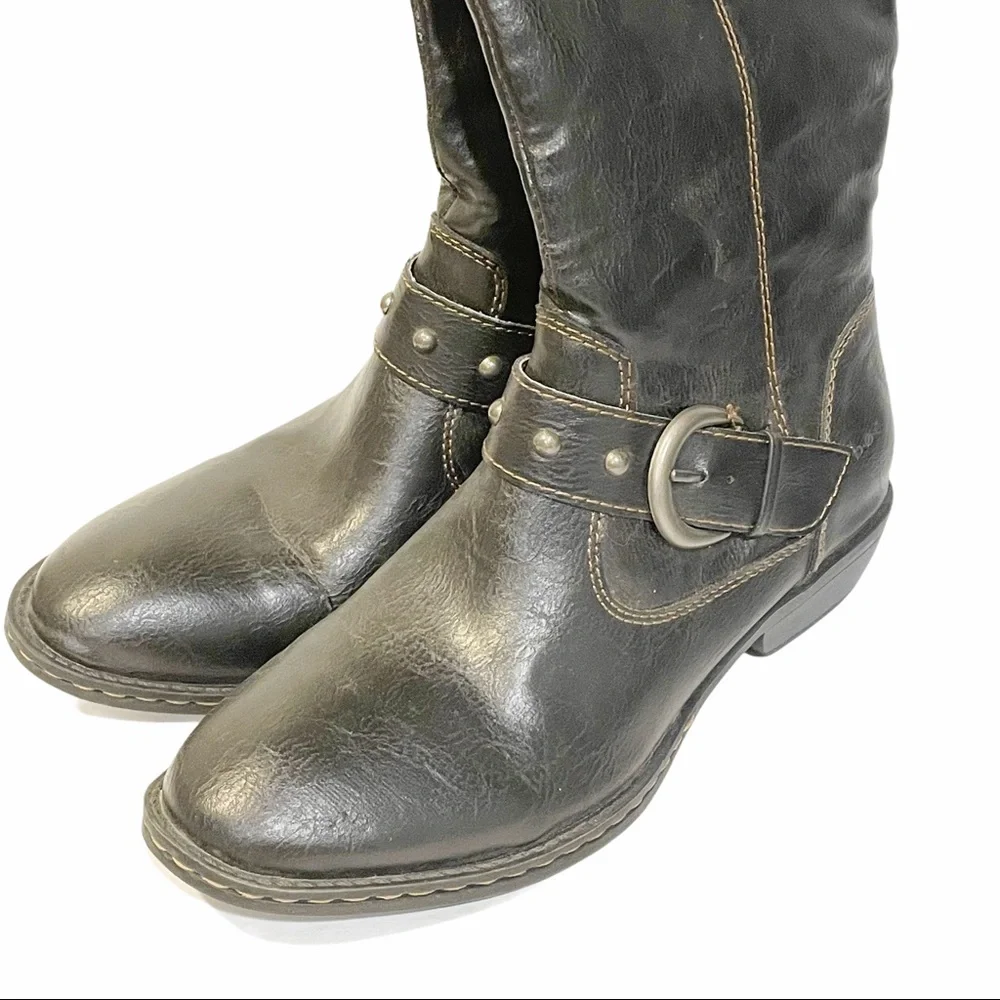 B.O.C‎ Size 6 Brown Pebbled Faux Leather Knee High Riding Boots
